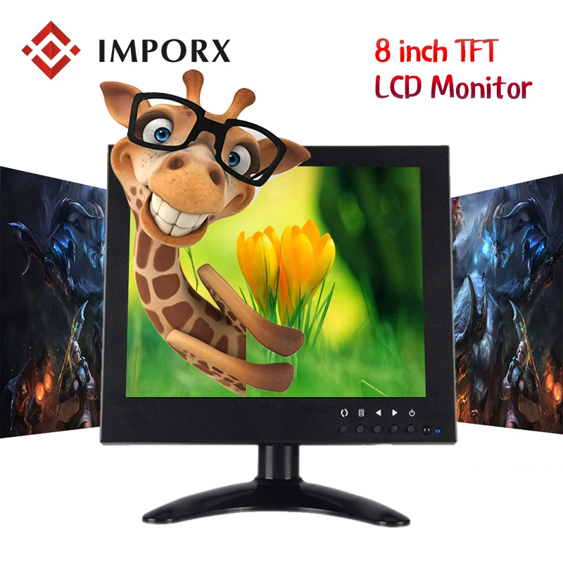 

8 Inch 1024x768 HD TFT LCD Monitor Display VGA BNC Video HDMl Input Portable CCTV Monitors Screen for PC VCD DVD Security Camera
