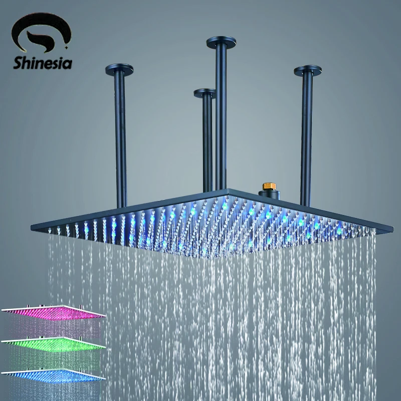Oil Rubbed Bronze 20 Inch LED Rainfall Shower Head Solid Brass with