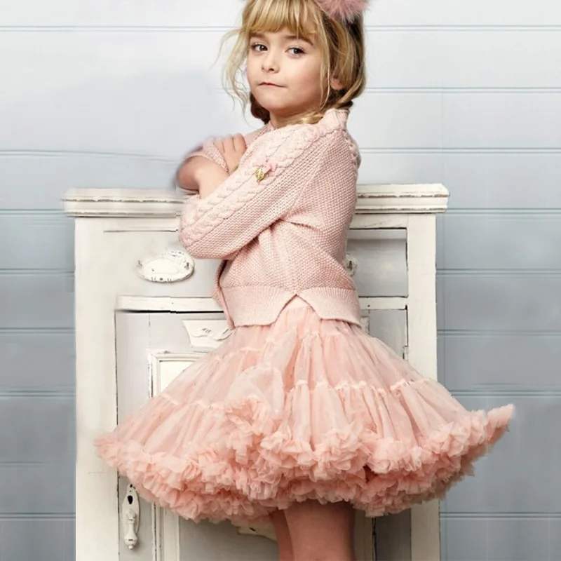 Новый Юбка-пачка для маленьких девочек юбка-американка для балерины Слои пушистый Детские балетные юбки для вечерние танец принцессы из