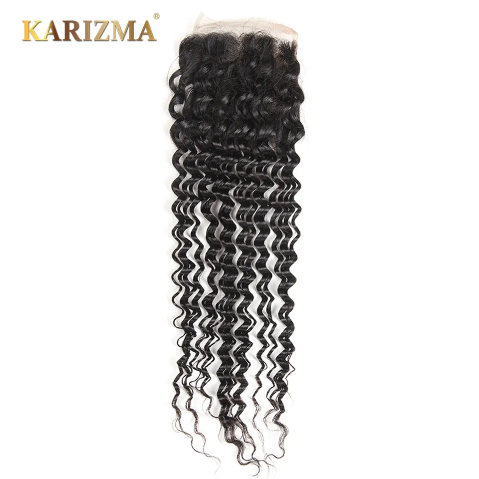 

Karizma Deep Wave Lace Closure 4*4 Free Part Natural Color 10-18inches 100% Remy Human Hair 1 Piece Only