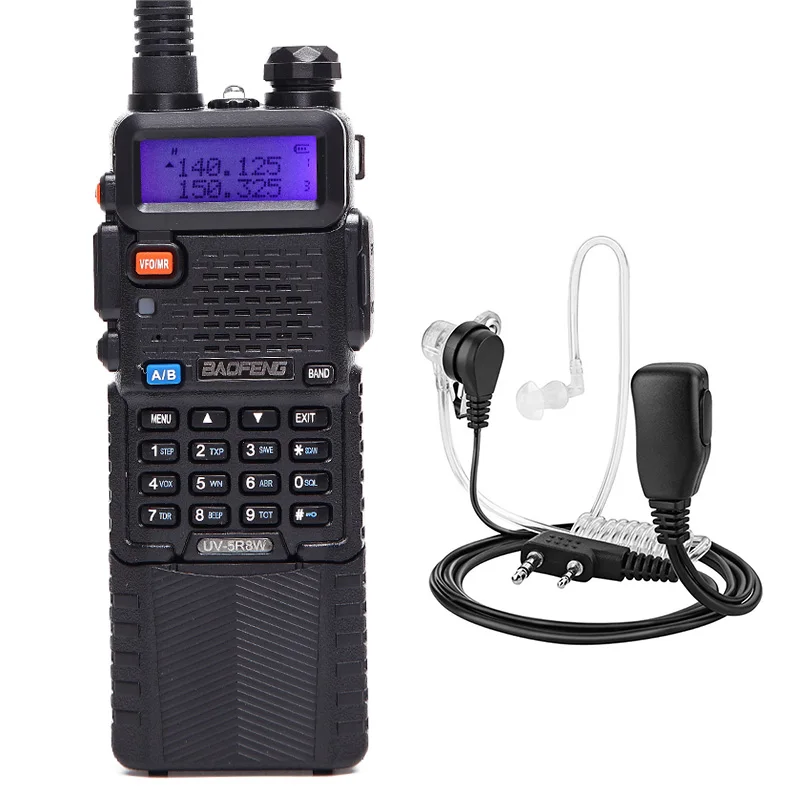 Baofeng UV-5R, 8 Вт, высокая мощность, версия, 10 км, длинная рация, двухстороннее радио, VHF UHF, двухдиапазонный UV 5R, портативная рация, рация и антенна - Цвет: add headset