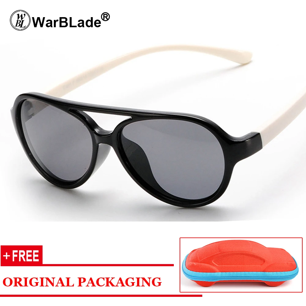 WarBLad Модные Детские поляризованные солнцезащитные очки Childre детские очки с гибкой оправой защитные очки солнцезащитные очки UV400 для мальчиков и девочек - Цвет линз: black white