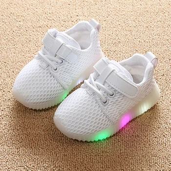 

Children Unisex Mesh Solid Casual Shoes Multi-color LED Glowing Running Sports Shoes Kids Autumn Winter Spring Sneaker M1