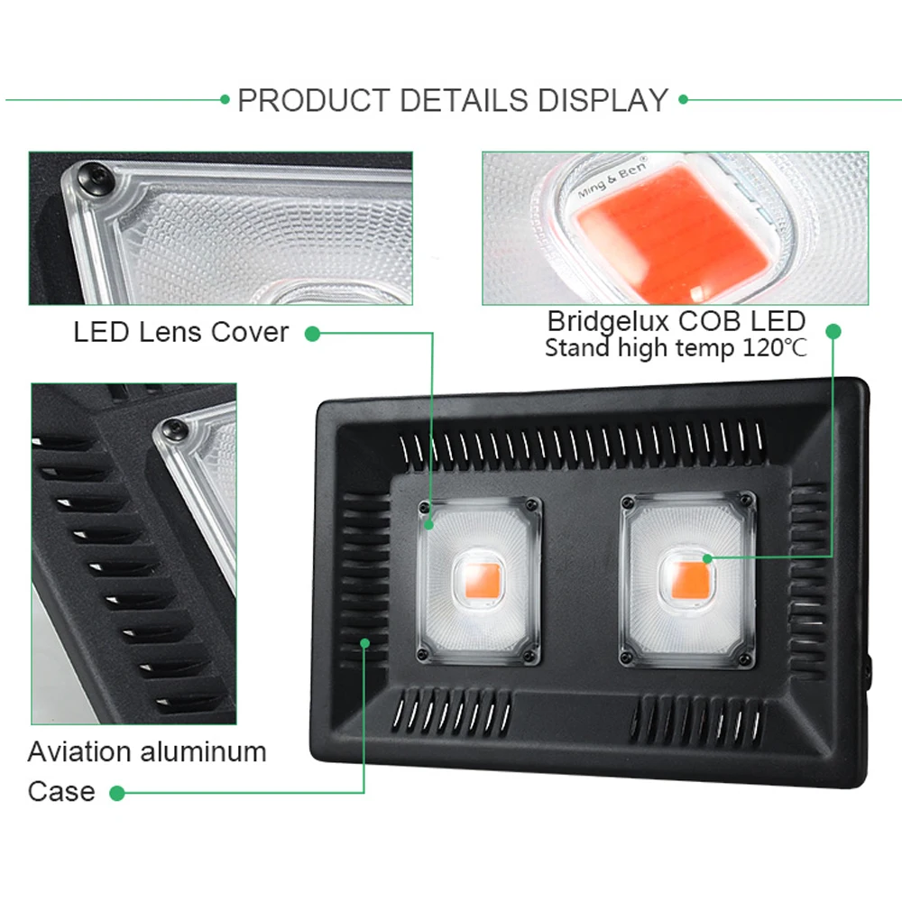 ETONTECK бренд LED grow light 100 Вт/200 Вт/300 Вт полный спектр для комнатных теплиц растут