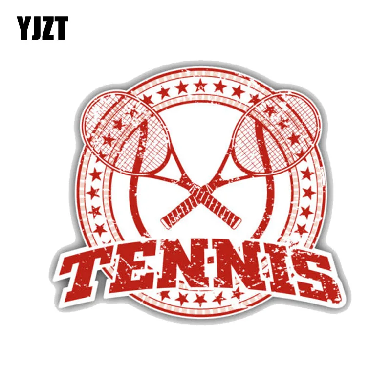 

YJZT 12.7CM*11.1CM Tennis Grunge Rubber Label Stamp PVC Motorcycle Car Sticker 11-00178
