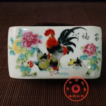 

Antique porcelain Republic of China pastel hollow cock figure paperweight base