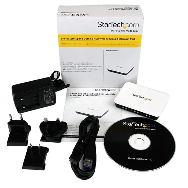 StarTech.com Adaptador de Red NIC Gigabit Ethernet Externo con Hub USB 3,0 Hub 3 Puertos con alimentación de Alambrico... U StarTech.com Adaptador de Red NIC Gigabit Ethernet Externo con Hub USB 3,0 Hub 3 Puertos con alimentación de Alambrico... U