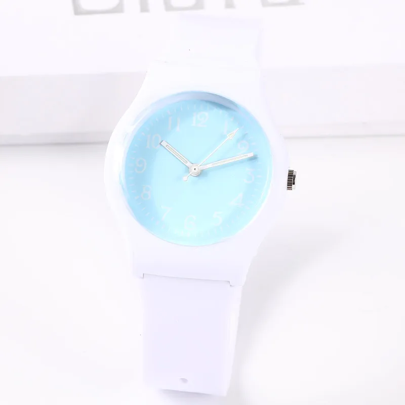 CIOFA брендовые новые модные простые часы с циферблатом в стиле Харадзюку розовые детские часы для мальчиков и девочек водонепроницаемые спортивные часы - Цвет: White-Blue