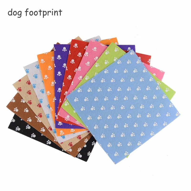 Домашний узор, набор из нетканого войлока, сделай сам, рукоделие, толщина 1 мм, швейные куклы, рукоделие, домашний декор, набивная войлочная полиэфирная ткань - Цвет: dog footprint