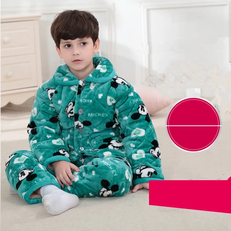 Pajamas for kids winter Flannel pajama Sets Thickening warm kids boys
