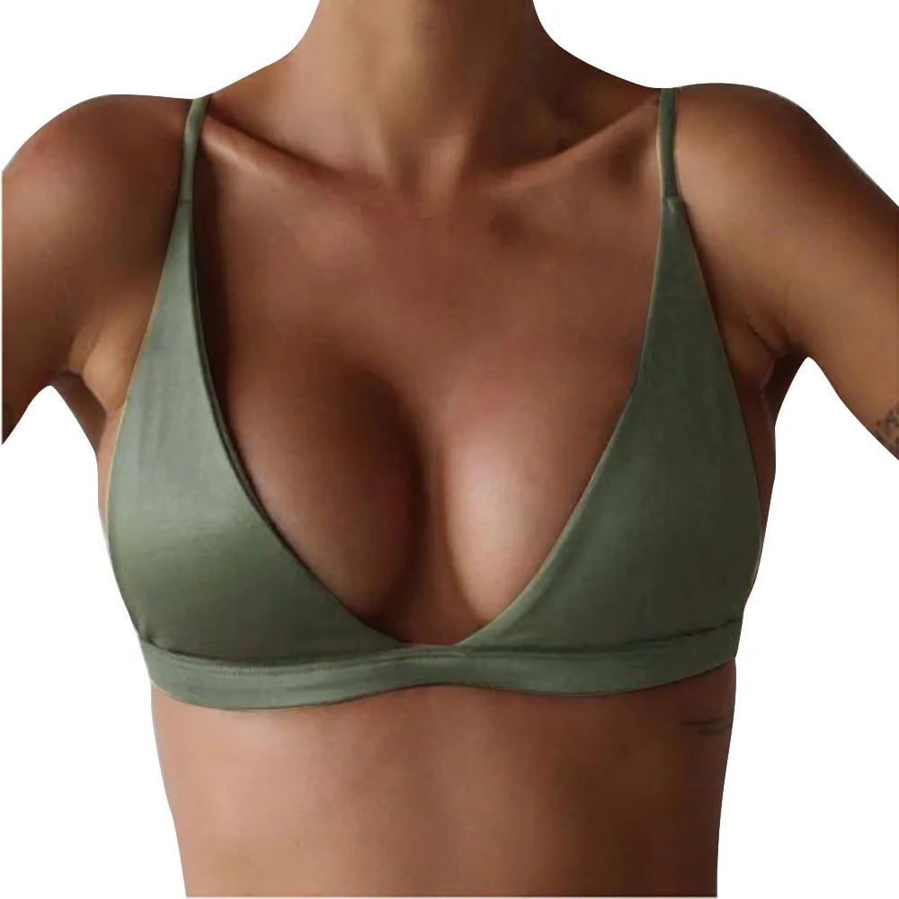 

Women Push-Up Padded Bikini Top Bandeau Swimwear Swimsuit Beachwear Solid Polyester Sexy Causal Women's Bikini Swimming A7