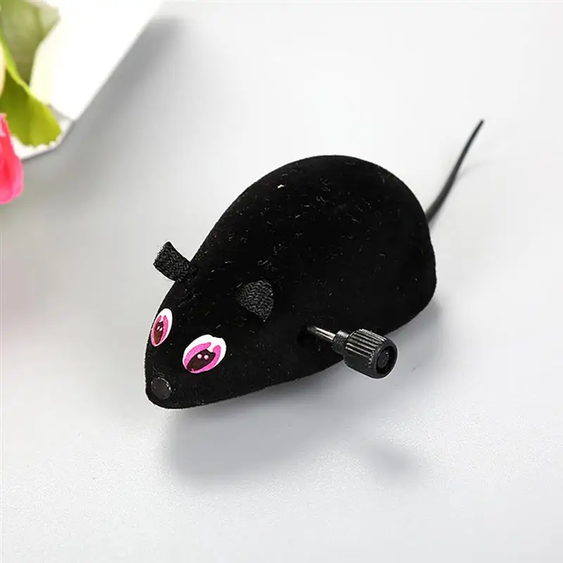 2PCS Clockwork Wind Funny Running Mouse Rat Move Tail Cat Kitten Prank Toy Gift Mice Toy Interactive Funny Cat Pet Toy