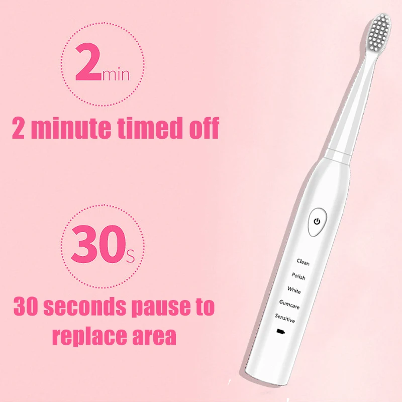 Electric Toothbrush Sonic Wave Rechargeable Top Quality Smart Chip Toothbrush Head Replaceable Whitening Tooth brush