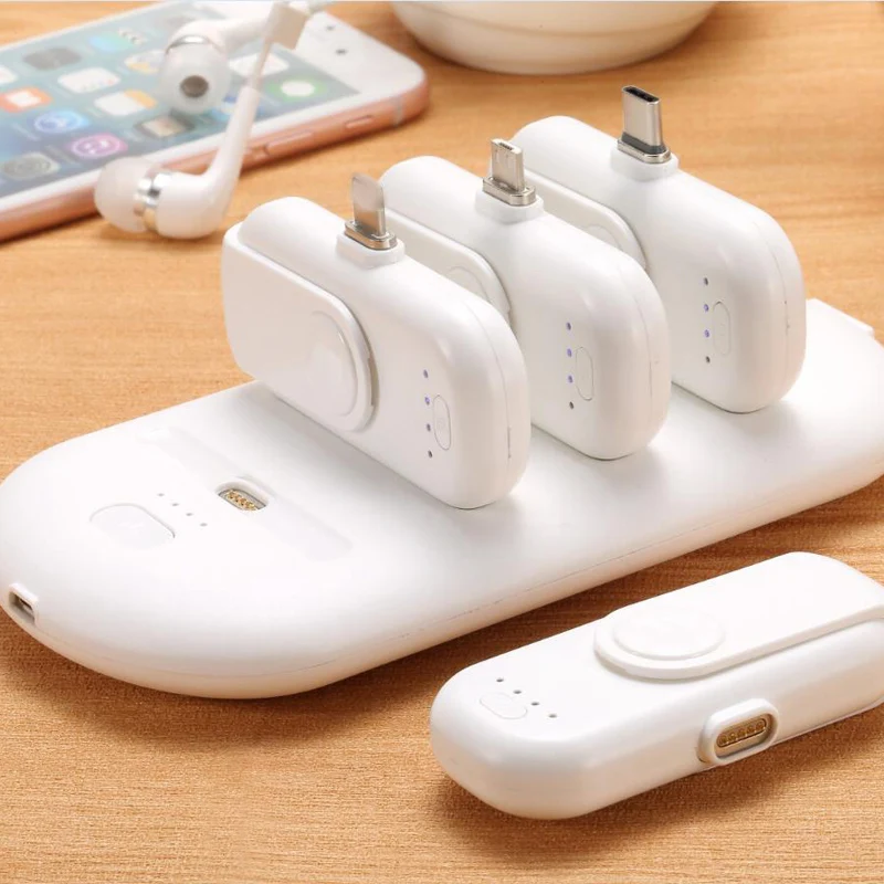 

Portable Wireless Charging Capsule 1000mAh 4 Pcs Magnetic mobile power Wireless Charger for iPhone android Typ-c 3 in 1 Charger