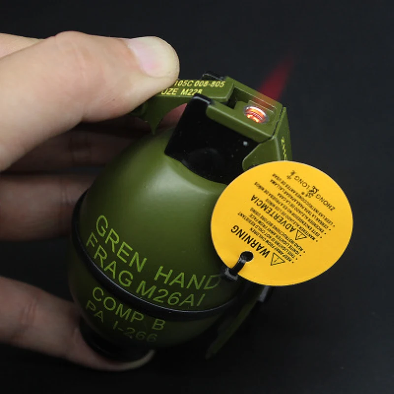 

Mini Metal Lighter Military Hand Grenades Shape Refillable Butane Gas Red Flame Cigarette Lighter Windproof For Men Novelty Gift