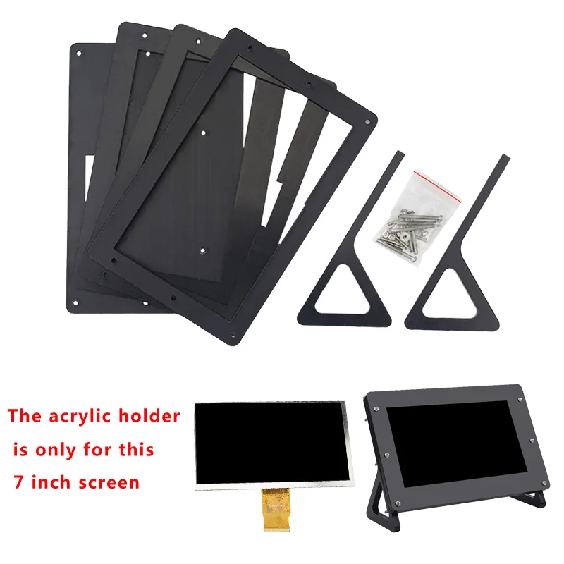7 дюймов ЖК дисплей Экран Raspberry Pi акриловый держатель Чехол черный Кронштейн для