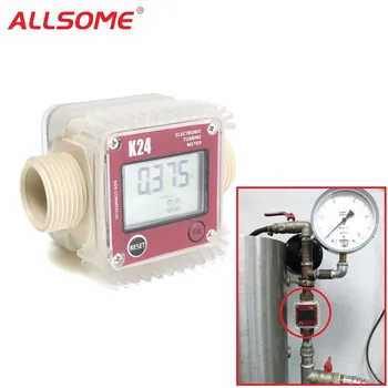 

ALLSOME Digital LCD K24 Flow Meter Turbine Diesel Fuel Flow Tester for Chemicals Water Sea Liquid Flow Meters Measuring Tools