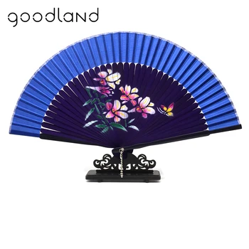 

Free Shipping 5pcs Random Mixed Color Spun Silk Cover Purple Bamboo Ribs Pocket Hand Fan Christmas Decorations for Home Gift