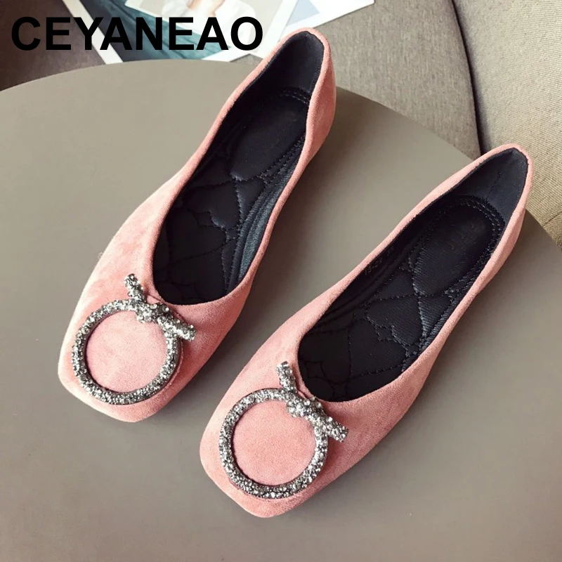 

CEYANEAO2018Shoes Women Ballet Flats Spring Autumn Slip-On Woman Single Shoes Crystal LadiesSoft Females Footwear Plus Size E791
