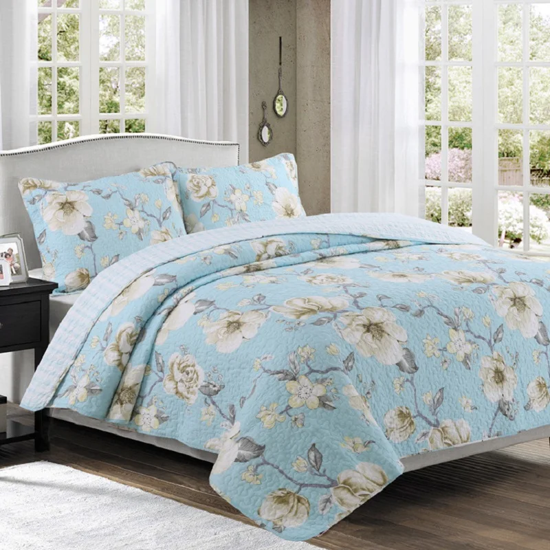 

CHAUSUB Washed Cotton Quilt Set 3PCS Simple Printed Quilts Quilted BedSpread*1 Pillowcase*2 Bed Covers Sheets King Size Coverlet