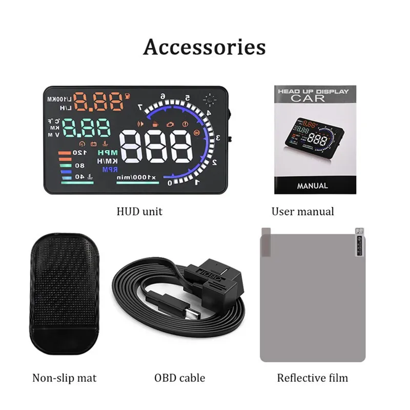 WIIYII 5.5 ġ A8 HUD ڵ  ÷, OBD II EUOBD LED 彺ũ Ʈ 溸 ý, º OBD ĳ,  ڵ