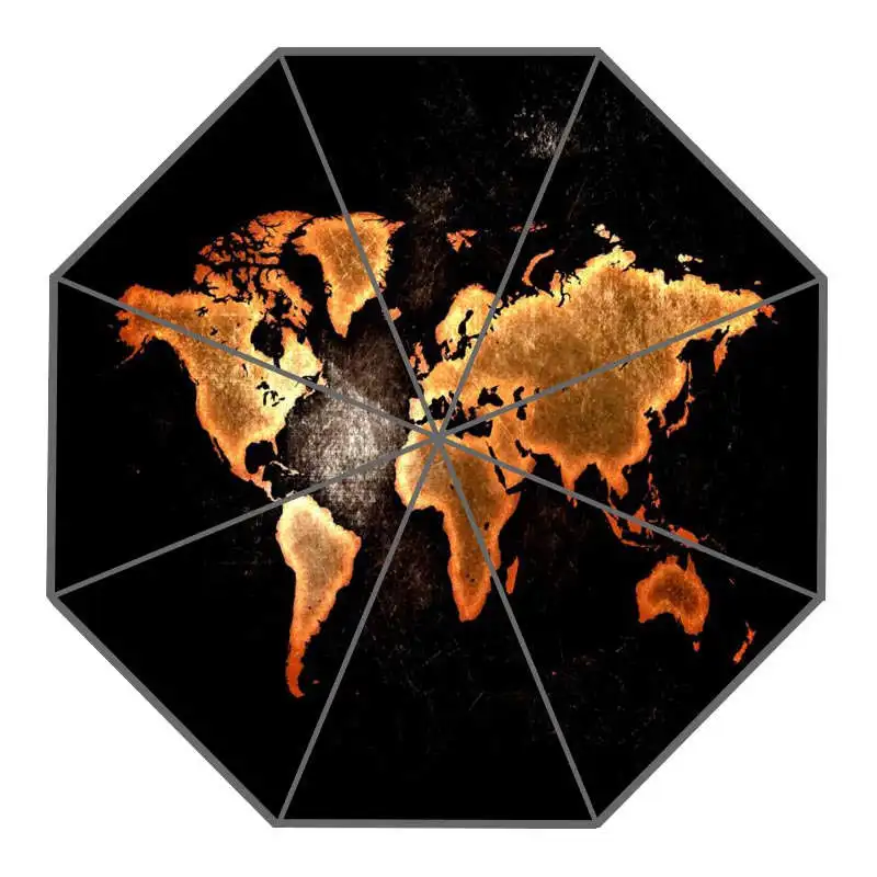 Хороший карта мира на заказ солнечный и дождливый зонтик дизайн портативный модные стильные полезные Зонты хороший подарок - Цвет: Черный