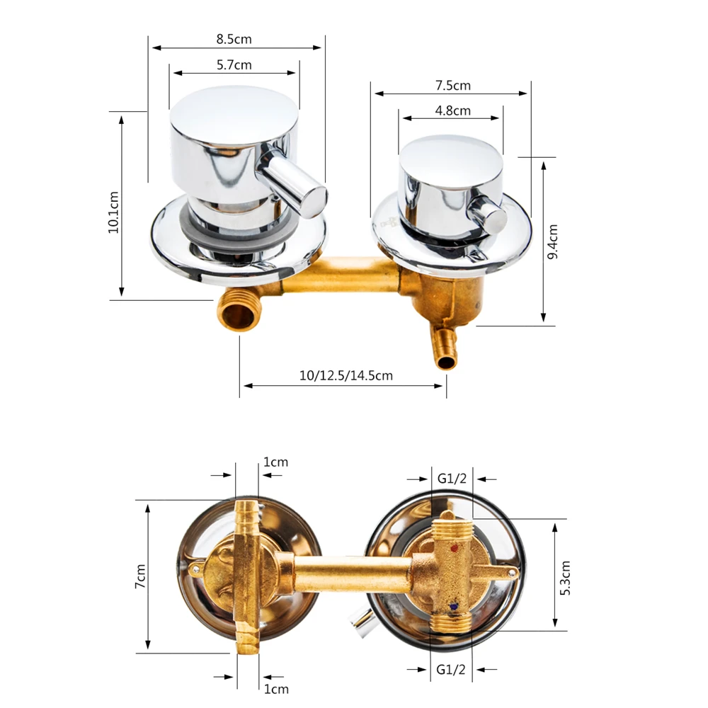 Kaufen 2 3 4 5 wasser Outlet Loch Abstand 10 cm 12,5 cm Messing Dusche Armaturen Bad intubation Mixer Ventil Für Dusche Kabine Schrank