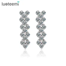 LUOTEEMI AAA+ кубический цирконий модный Римский дизайн CZ проложенный гвоздик серьги Роскошные свадебные ювелирные изделия женские серьги