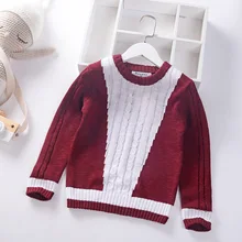 Элегантный цветной зимний свитер для больших мальчиков, хлопковый детский пуловер, детская теплая одежда