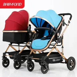 Babyfond twin коляски может сидеть и лежа тележка может разделение Высокая Пейзаж легкий складной двойная коляска