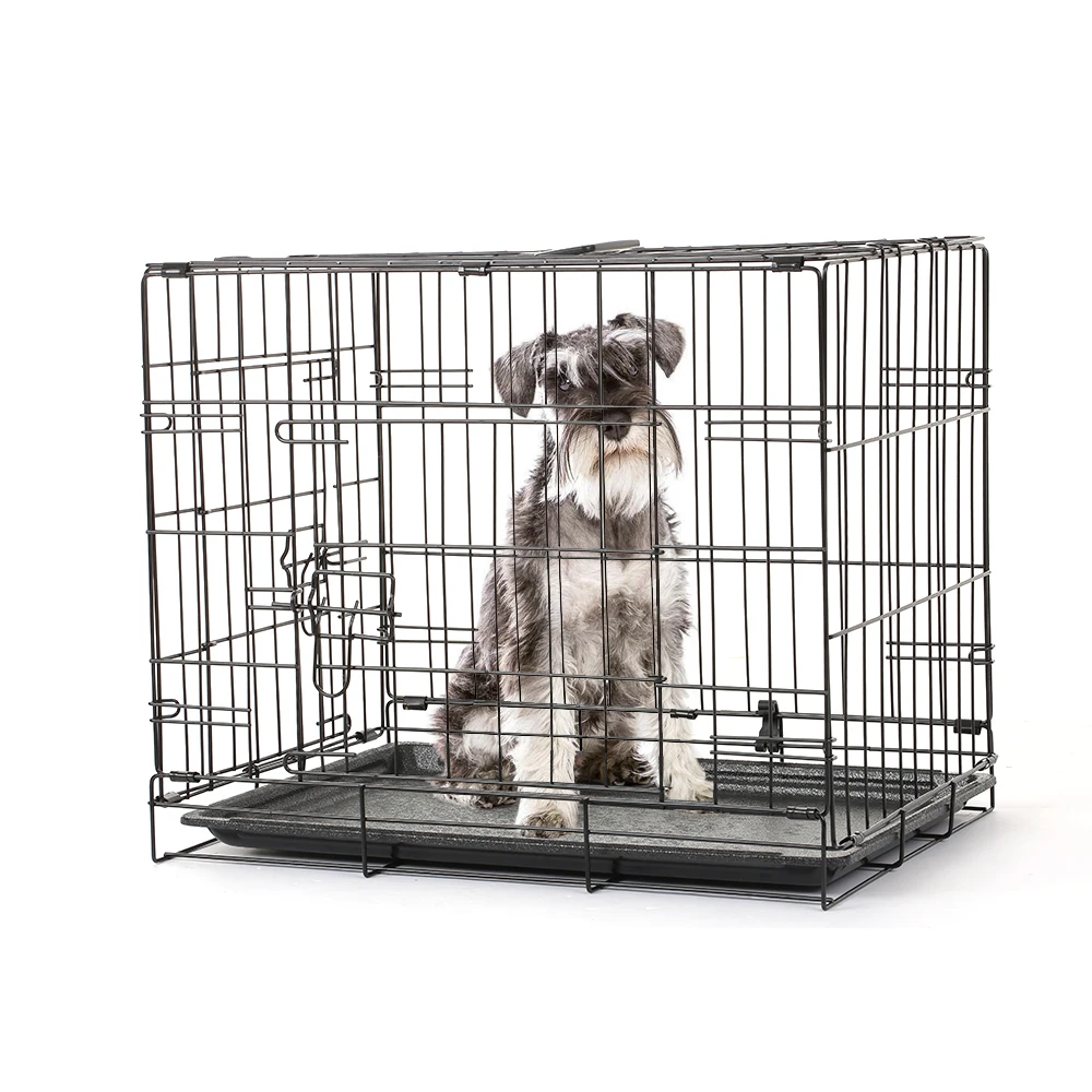 24 ”клетка для домашних собак металлический ящик двухдверный питомник для домашних животных складной легко установить дом для домашних животных для собак ограждение для детского манежа клетка с лотком