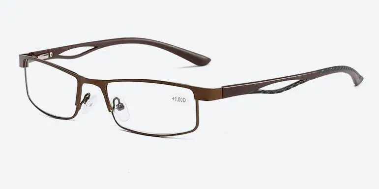 Мужские очки для чтения из титанового сплава с металлической оправой, очки по рецепту дальнозоркости+ 1,0+ 1,5+ 2,0+ 2,5+ 3,0+ 3,5+ 4,0 - Цвет оправы: brown