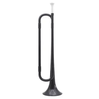 

B Flat Bugle Cavalry Trumpet Environmentally Friendly Plastic with Mouthpiece for Band School Student Black color