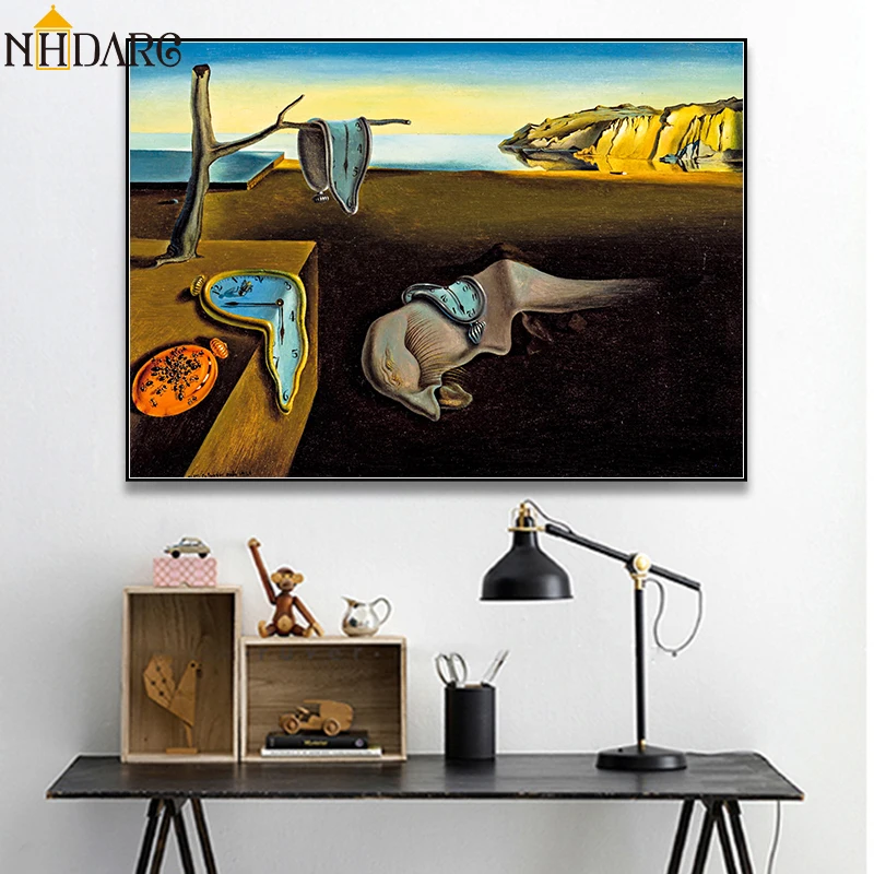 Сохраняющие память часы Salvador Dali настоящий Холст с принтом постер рисунком