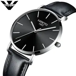 Nibosi Для мужчин S Часы лучший бренд класса люкс Человек спортивные часы мужской моды Бизнес часы Для мужчин кожа кварцевые наручные часы Relojes