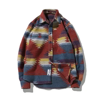 

#0201 Spring Autumn Vintage Shirt Men Long Sleeve Plus Size 5XL Woolen Casual Streetwear Shirt For Men Flannel Korean Fashion