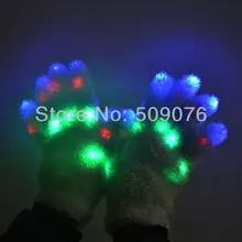 7 режимов, 2 шт./1 пара белые перчатки Радуга вспышки пальца светодиодные перчатки Светодиодные rave Перчатки для вечеринка поставок