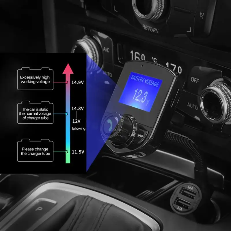 FM передатчик Беспроводной Bluetooth автомобильный набор, свободные руки, Автомобильный MP3-плеер стерео аудиоприемник адаптер с зарядка через usb Порты и разъёмы