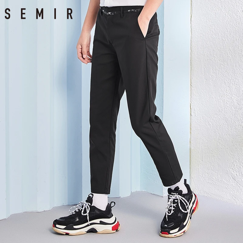 SEMIR брюки мужские повседневные до щиколотки деловые тонкие однотонные узкие для