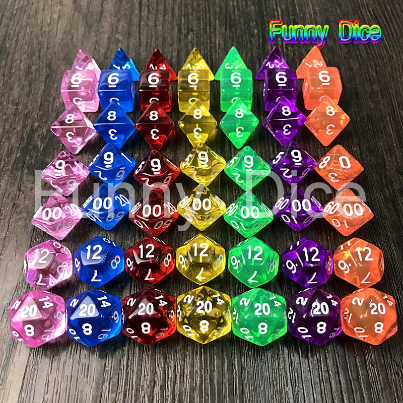 

Set of 7pcs Sided Dice D4 D6 D8 D10 D12 D20 for Board Game Dungeons and Dragons Dados Rpg,Education Supplier,Party Gift