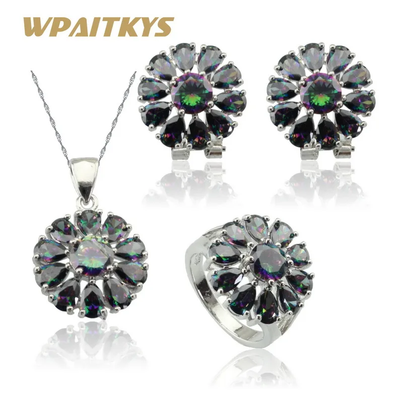 Женский комплект ювелирных изделий WPAITKYS из колье серёг кольца подарочной
