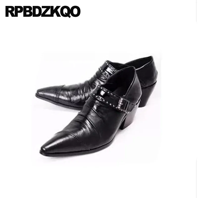 

White Summer Luxury Brand Shoes Men Popular New High Heel Pointed Toe Black 46 Big Size Prom Monk Strap Slip On Fashion Custom