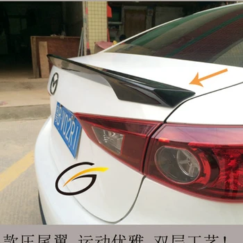 

Hot glass fiber Plastic Unpainted Primer Color Rear Trunk Wing Spoiler Car Accessories Fit For Mazda 3 Axela Sedan 4Doors 2014+