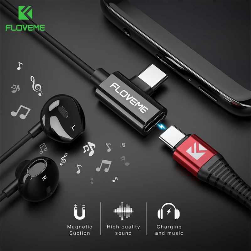 

FLOVEME Type C Earphone 2 in 1 In-Ear For Samsung Huawei Listening Charging Sync Earphones Magnet Earbuds For Phone Auriculares