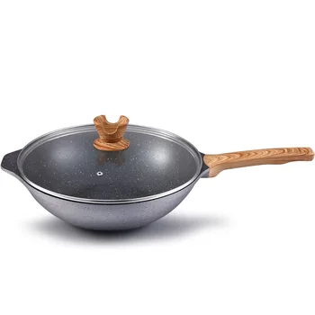 

Maifanshi flat bottom non-stick pan no-smoke wok frying pan induction cooker universal kitchen cookware mx12191128