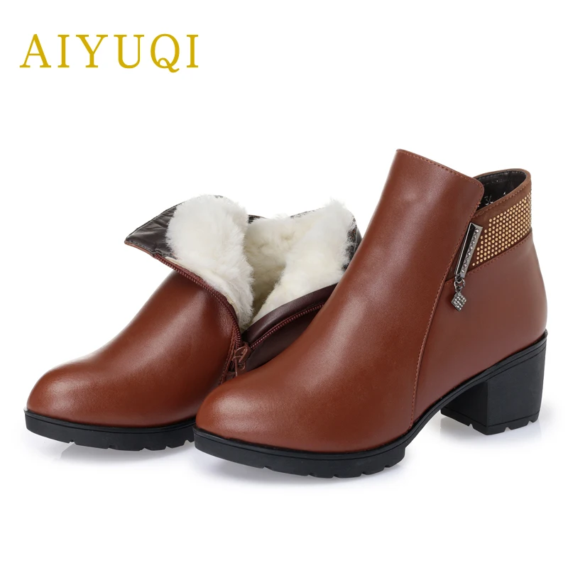 AIYUQI/2019 г. Новые женские ботинки на шнуровке из натуральной кожи пикантные зимние