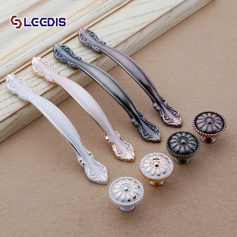 

LEEDIS European Zinc Alloy Wardrobe Door Handles Hollow Pastoral Cabinet Door Pulls Drawer Knobs Furniture Handle Hardware