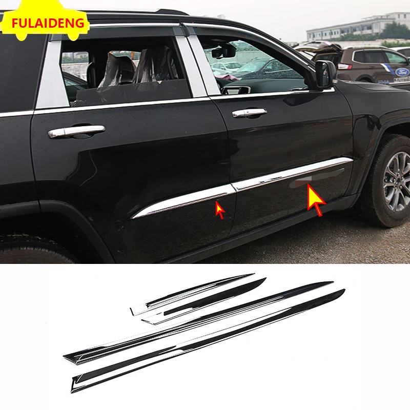 4 шт. для Jeep Grand Cherokee- ABS хромированные боковые тела рельефная Накладка для отделки автомобиля Средства для укладки волос
