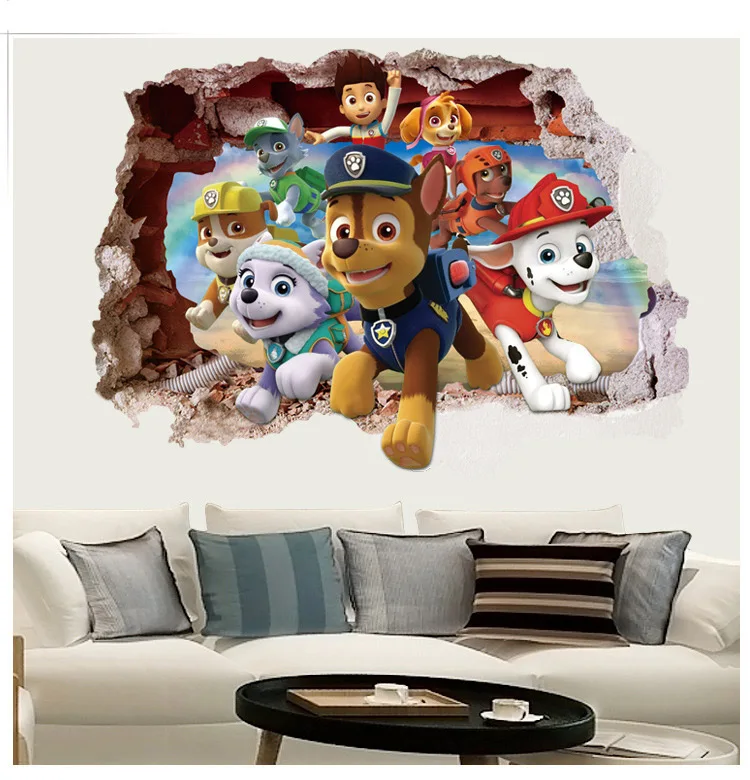 

3D Cartoon For Children PAW Patrol PVC Waterproof Wall stickers Home Decoration Background Wall Decoration of Children's Room
