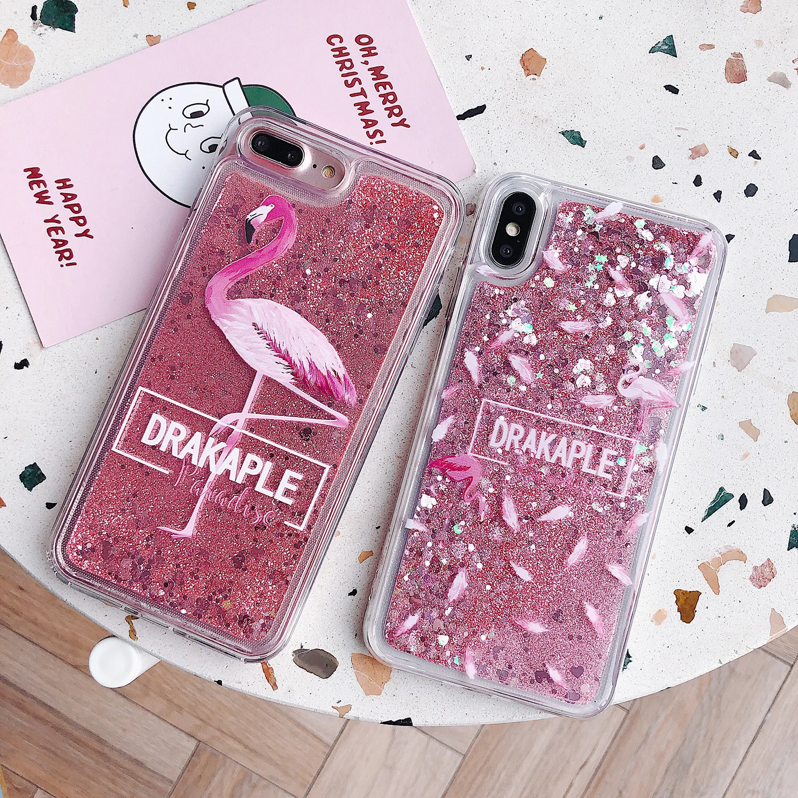ShockproofDynamic Liquid Flashing TPU Soft Rubber Phone Case Feather Flamingo Pattern For iPhone 6 6SPlus 7 8P 10 XS Max XR |